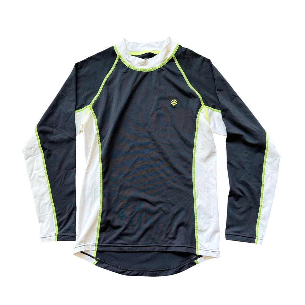 Coolibar Rash Guard Kids Size M Black White Long Sleeve UPF 50+ Swim Shirt